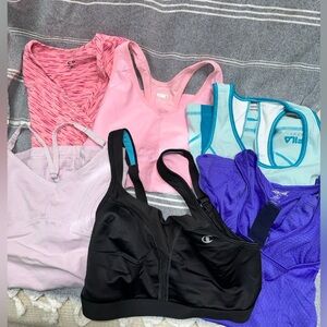 6 pc Med Workout tops Nike , Champion, Avia, Fila,  sports bra
